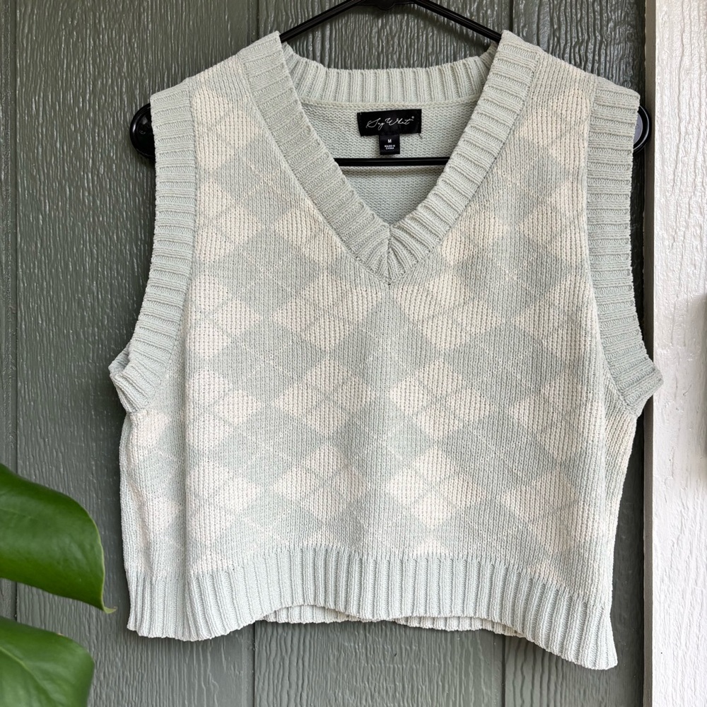 Seafoam Green Argyle Sweater Vest Medium